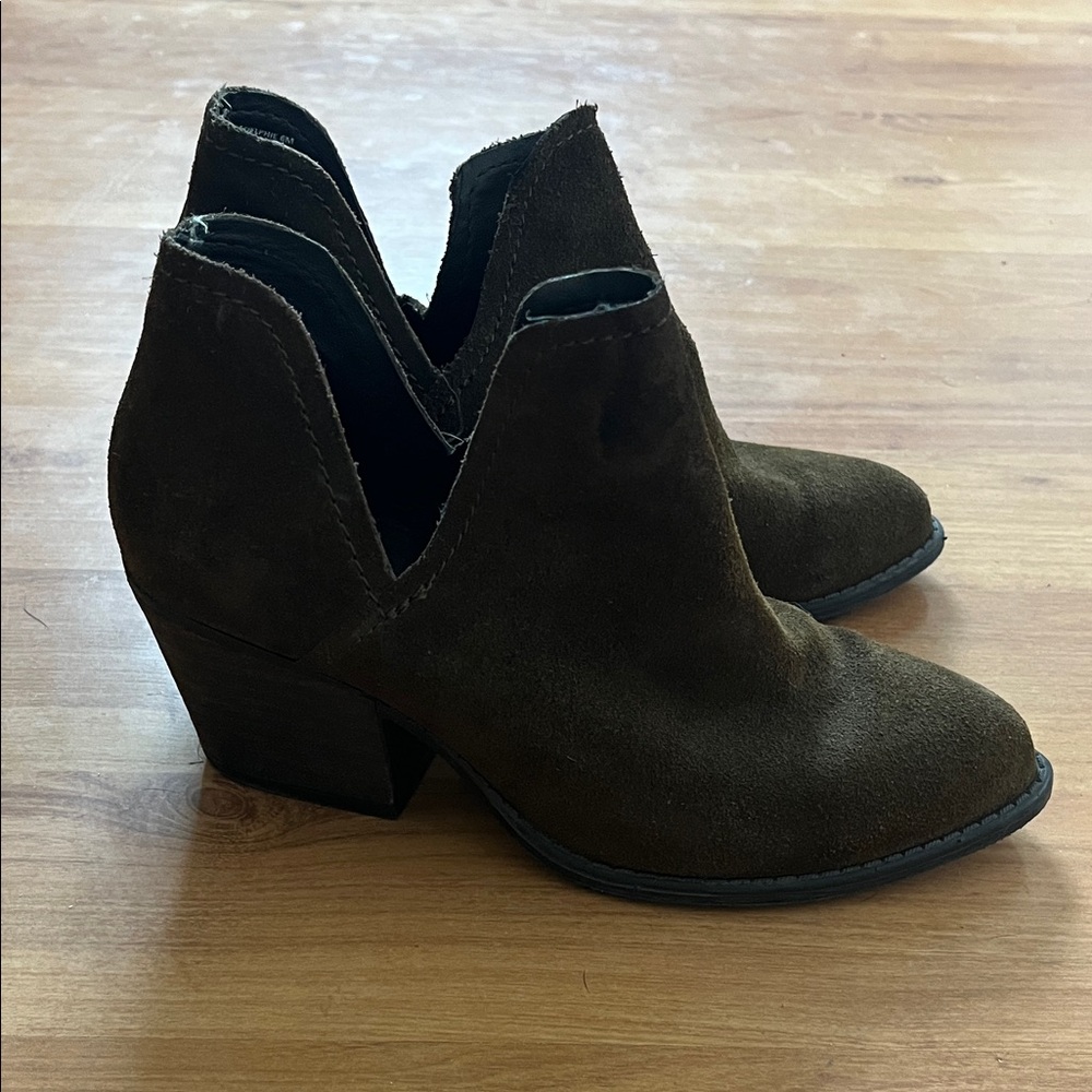 Olive green Suede Ankle Boots